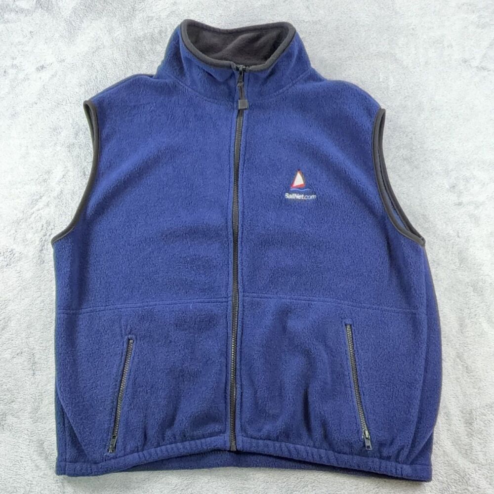 Timberline SailNet.com Embroidered Fleece Vest Men's L Full Zip Blue
